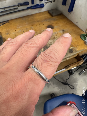 First ring, a simple silver band